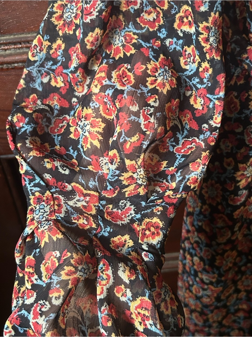 Jason Wu X RTR Chiffon Tie Waist Dark Floral Mini Dress Size 4 - Picture 7 of 8